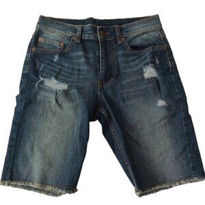 GEORGE Women Jean Shorts Size 28 (W29) Distressed Stone Wash Denim Blue